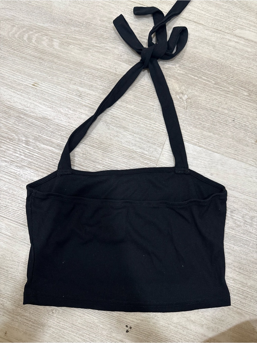 Cider Black Ribbed Halter Crop Tank - Picture 3 of 3